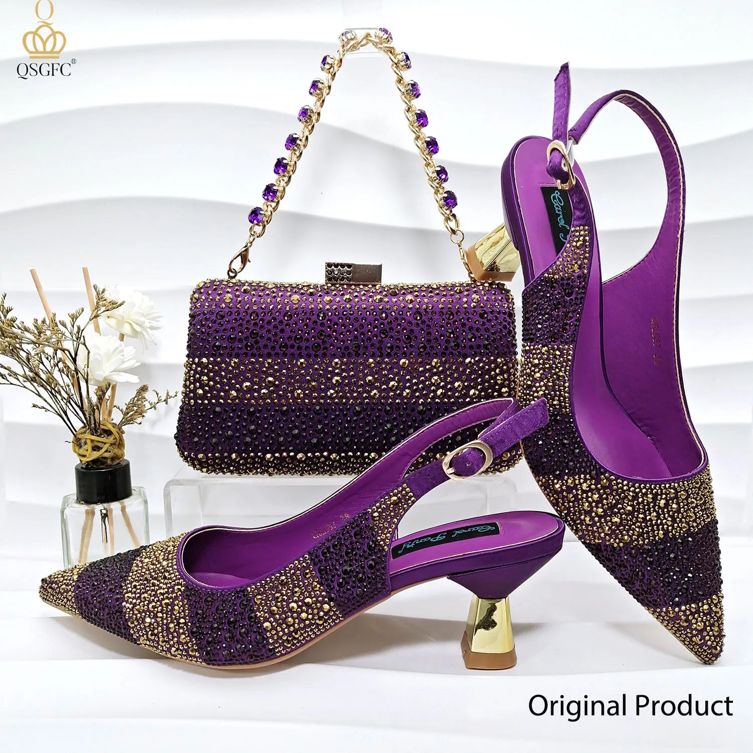 Rhinestone Shoe & Bag Set