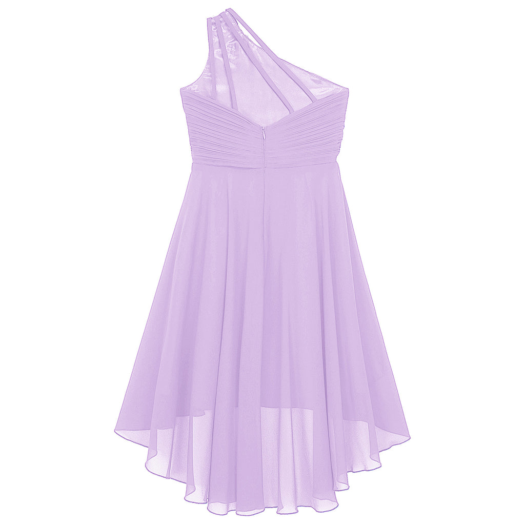 Kids Wedding Flower Girls Dress Shiny Beaded One Shoulder Chiffon Princess Dress Elegant Evening Pageant Birthday Party Gown