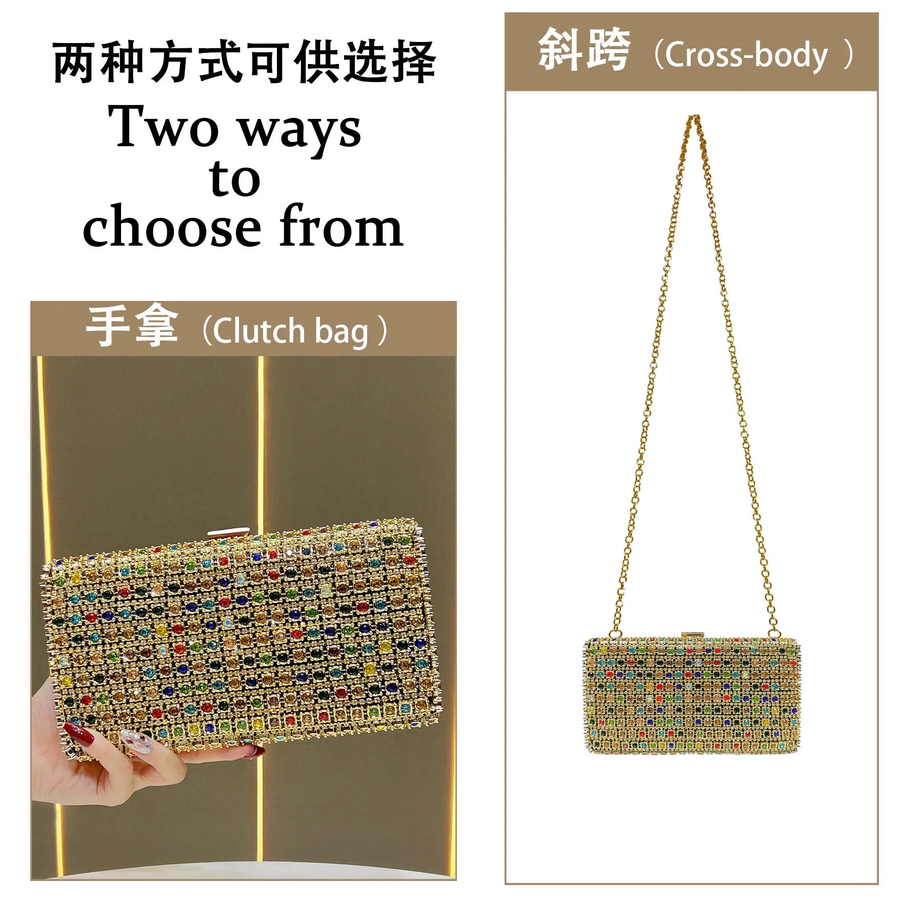 women's clutch exquisite fashion dinner  celebrity rhinestone chain portable women's crossbody women's bag