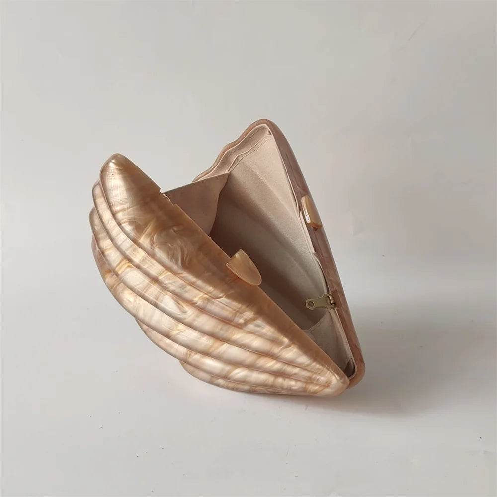Shell Marble Pearl Box Clutch