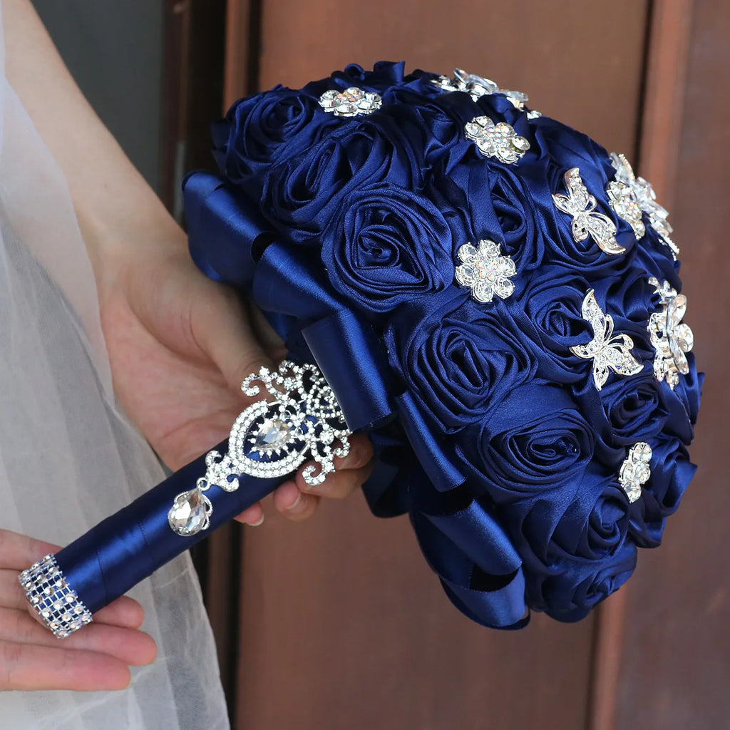 Dark Blue Wedding Bouquet Bridesmaid Holding Flowers