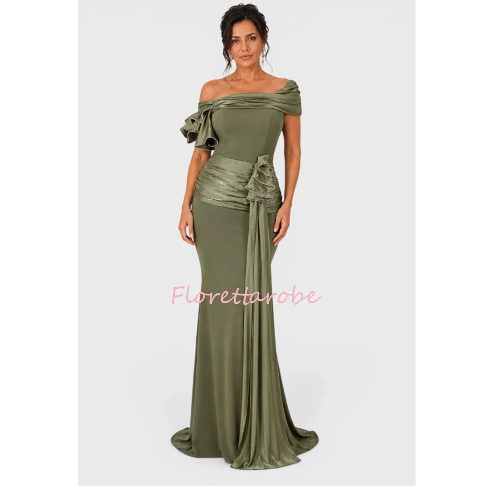Mermaid  Mother of the Bride Dresses Customized Off the Shoulder Wedding Party Dress Luxury Beads  Formal Occasion Evening Gowns