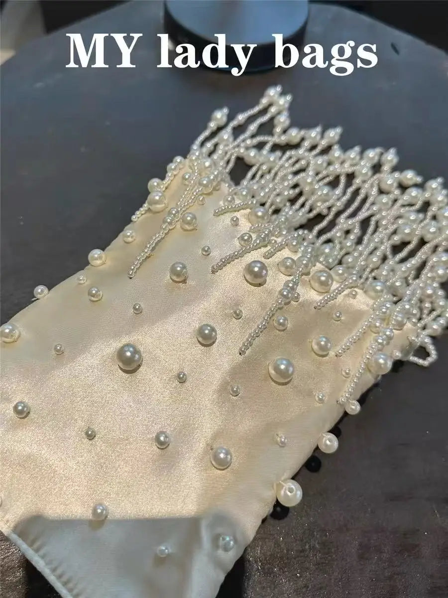 Pearl Beading Tassel Clutch Purse Wedding Party Exquisite Banquet Bag Beads Beaded Women Handbag Luxury Fashion Evening Bag
