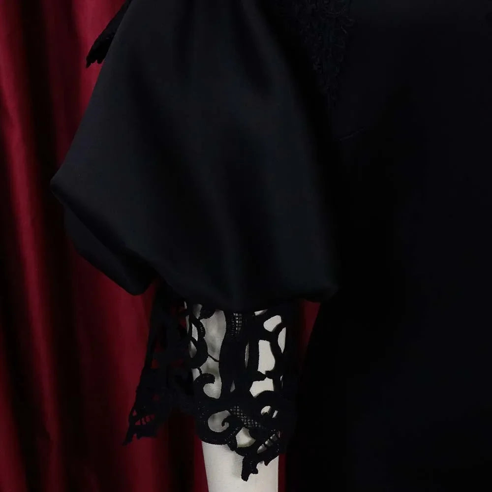 Off-Shoulder Lantern Sleeve Lace Sheath Dress