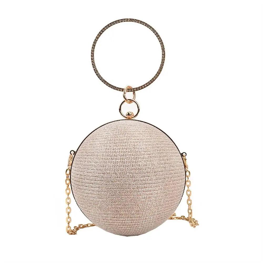 Circular Silk Rhinestone Banquet Clutch