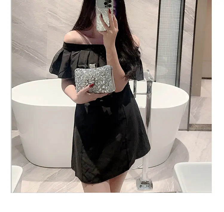 Choice Rhinestone Beaded Clutch Evening Bag Women Wedding Party Purse Evening Banquet Bag European Exquisite Bridal Purse para