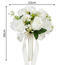 Yannew White Wedding Bouquets for Bride Bridesmaid Artificial Rose Peony Bridal Bouquet for Rustic Wedding Ceremony Decoration