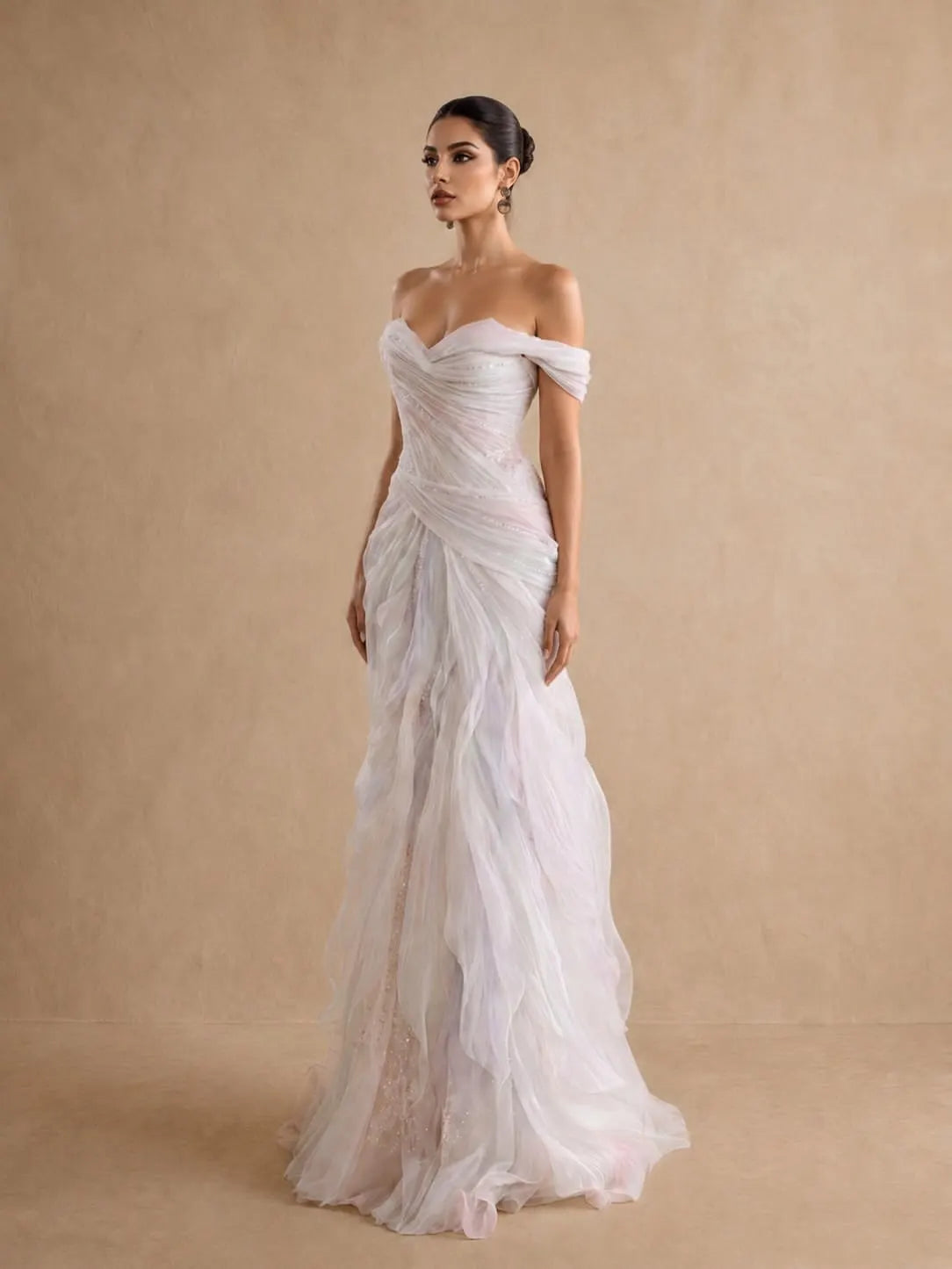 Iridescent Tulle Corset Back Prom Gown