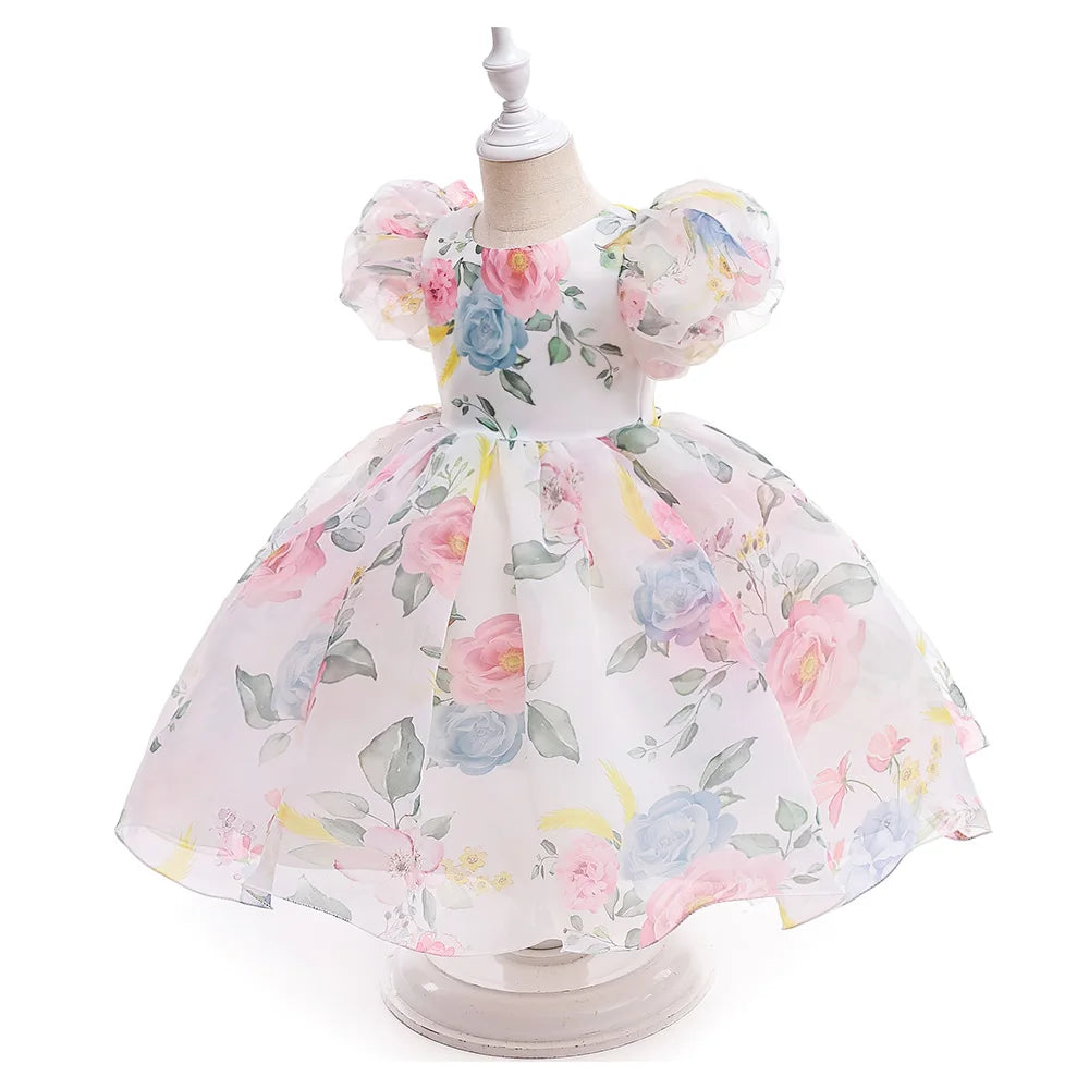 Floral Print Girls' Party Dress