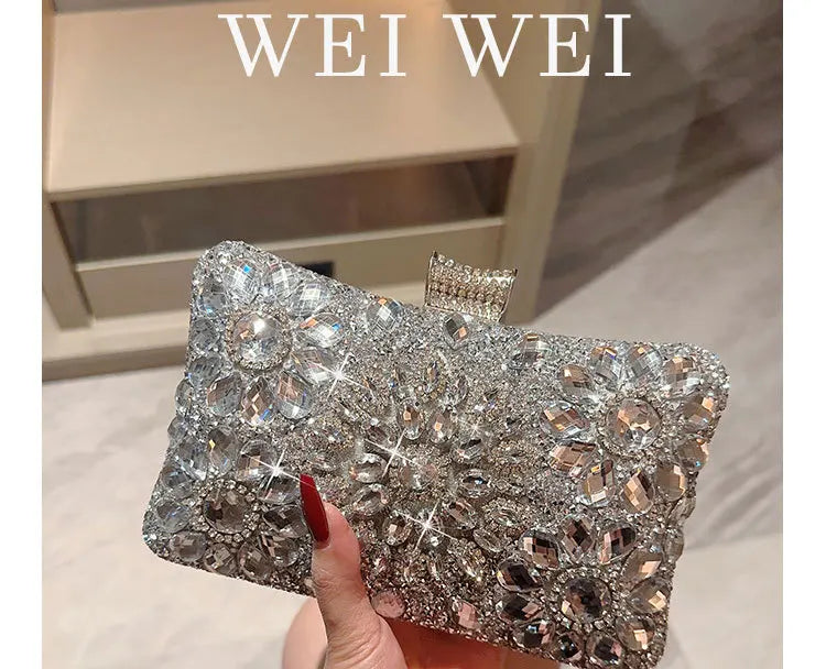 Choice Rhinestone Beaded Clutch Evening Bag Women Wedding Party Purse Evening Banquet Bag European Exquisite Bridal Purse para