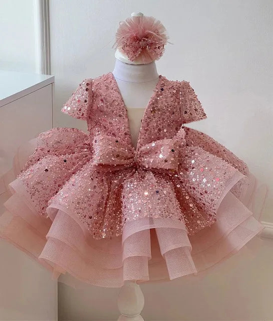 Sequined Ball Gown Flower Girl Dress