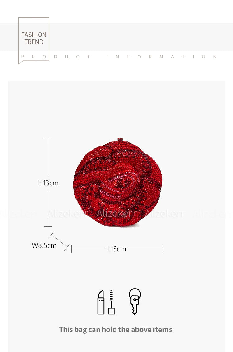 Rose-Shaped Flower Evening Clutch