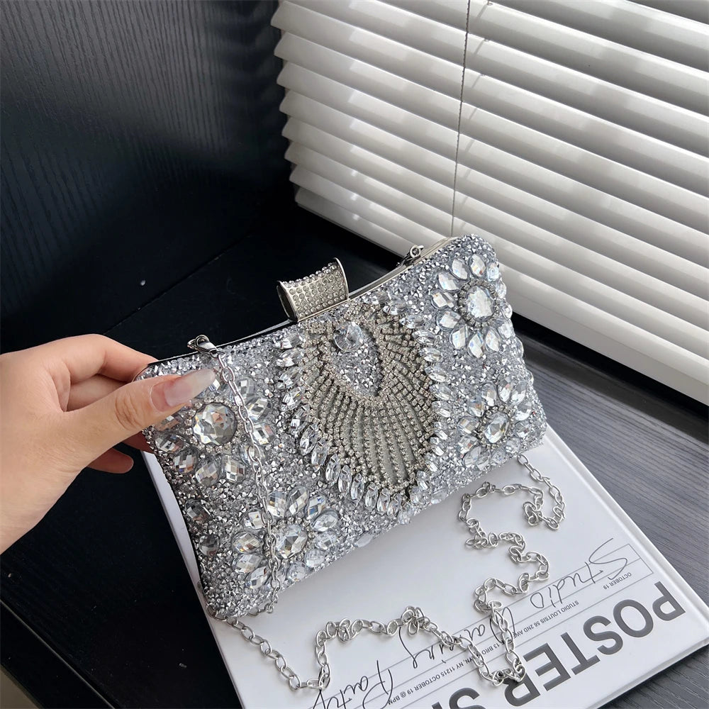 Rhinestone Gemstone Crossbody Clutch