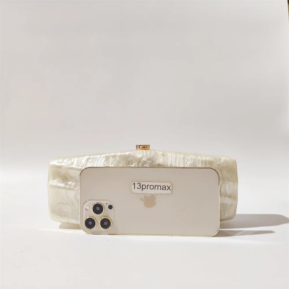 Pearl Marble Acrylic Box Clutch