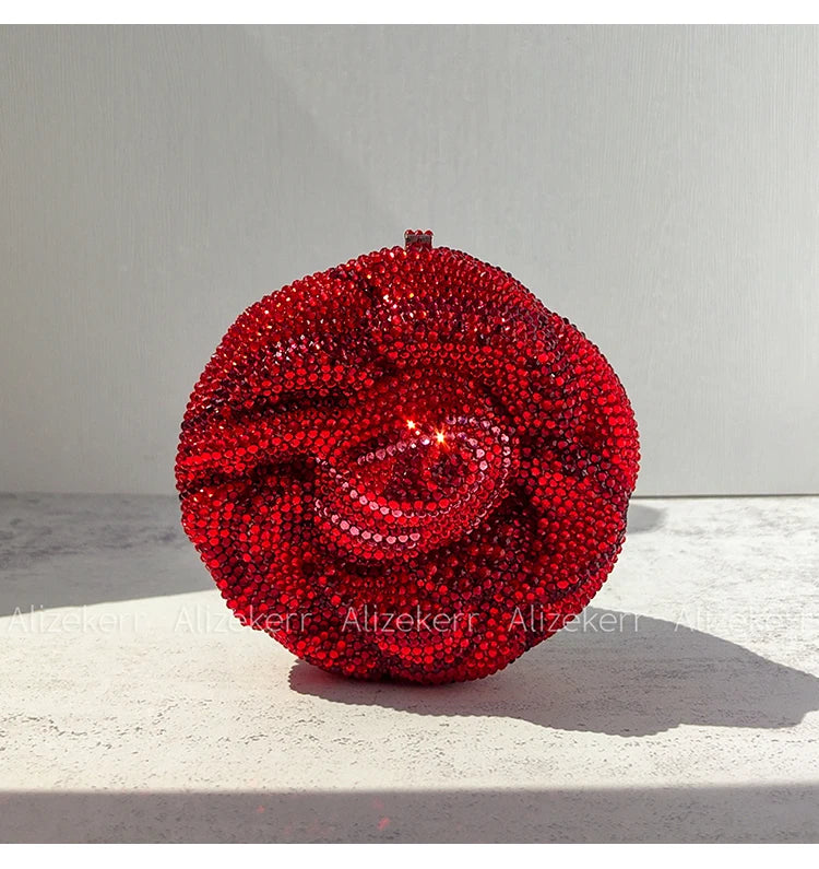 Rose-Shaped Flower Evening Clutch
