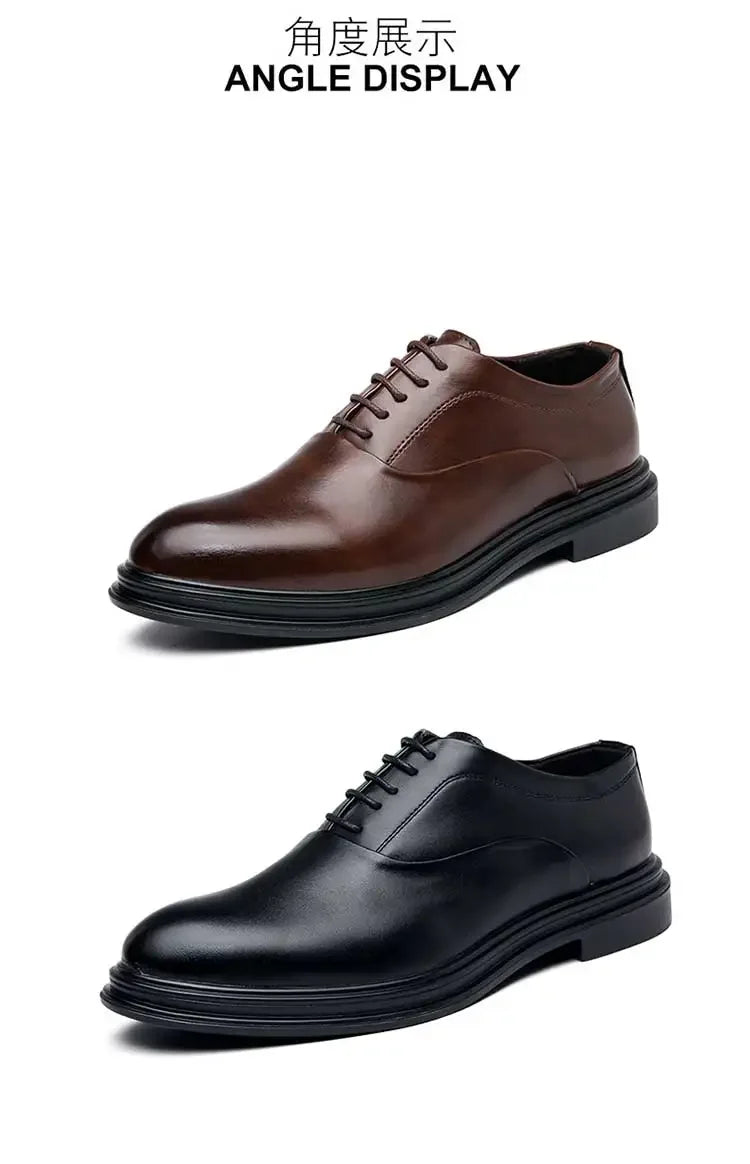 Business Formal Leather Shoes Men's Casual with Suit Low Top Solid Wedding Shoes Color Fashion Oxford Shoes Pointed Office