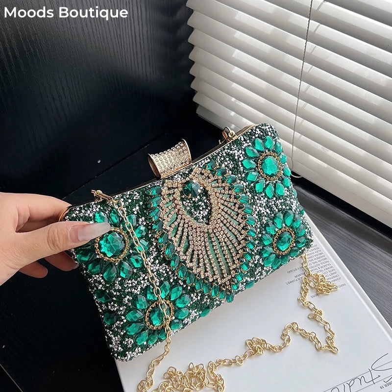Rhinestone Gemstone Crossbody Clutch