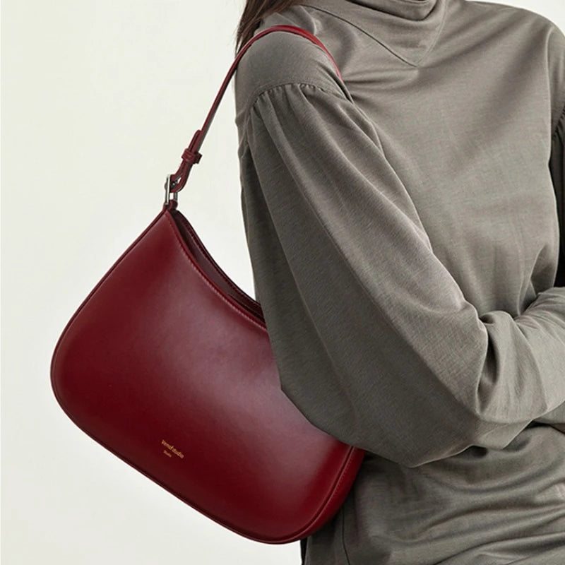 Women Red Baguette Bag Underarm Shoulder Purse Chic Bridal Handbag Designer Style