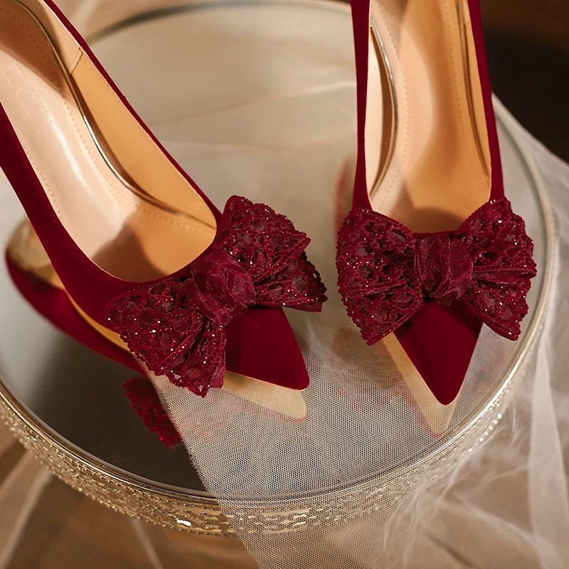 Bride Wedding Shoes 2026 New Red Toast Chinese High Heeled Single Shoes
