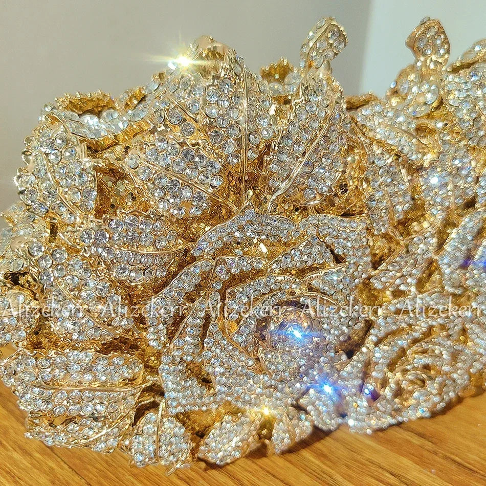 Rose Crystal Flower Evening Clutch