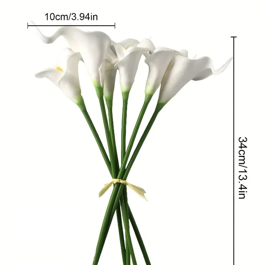 10PCS Artificial Calla Lily Flowers PU Fake Flowers for Weddings Bouquet Bridal Shower DIY Bridal Bouquets Home Party Decoration