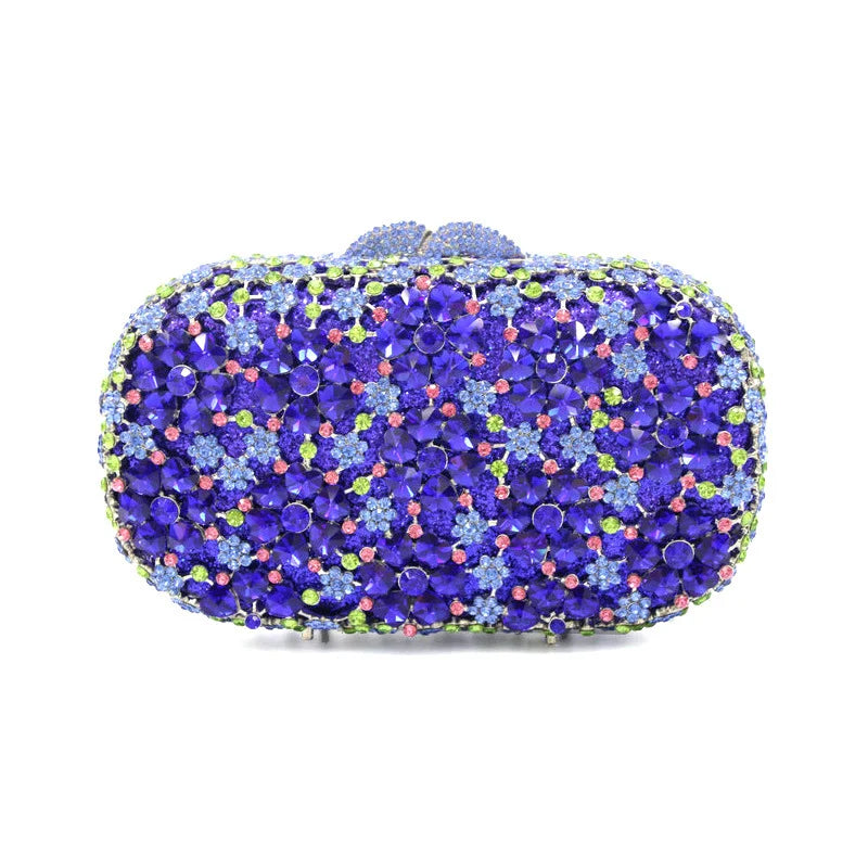 XIYUAN Women Muti-Colorful Luxury Designer Diamond Handbag Classic Flower Crystal Evening Bags Wedding Party Purse Bridal Clutch