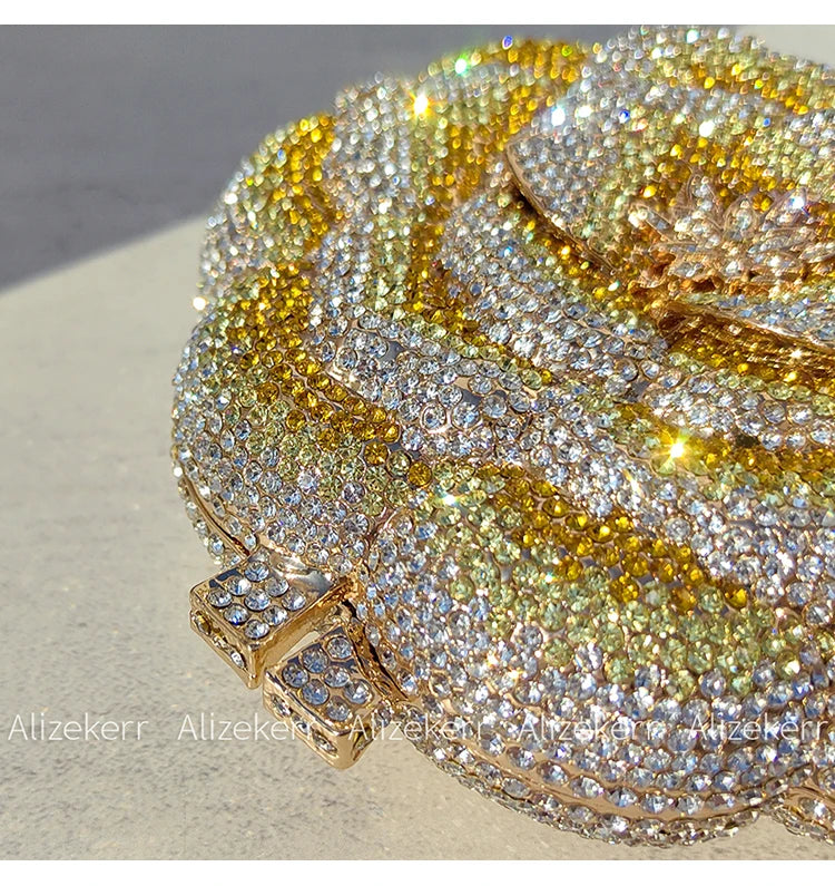 Rose-Shaped Crystal Bridal Clutch