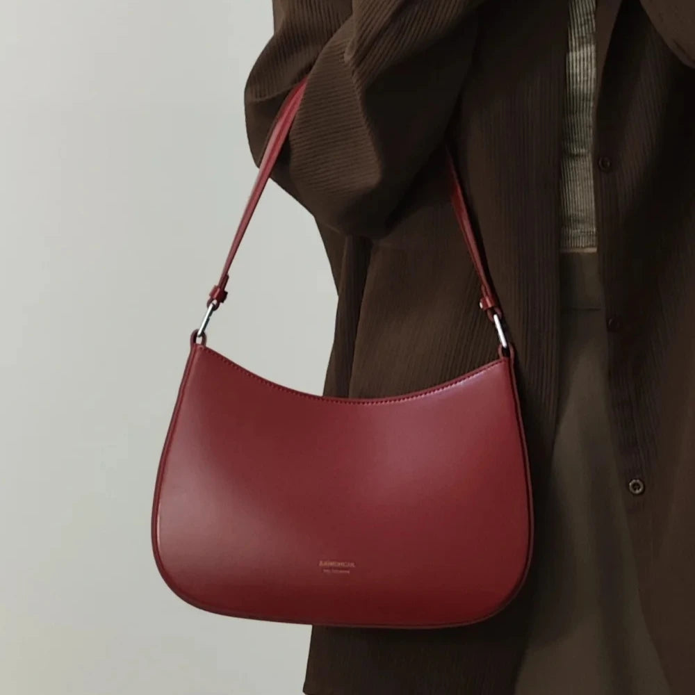Women Red Baguette Bag Underarm Shoulder Purse Chic Bridal Handbag Designer Style