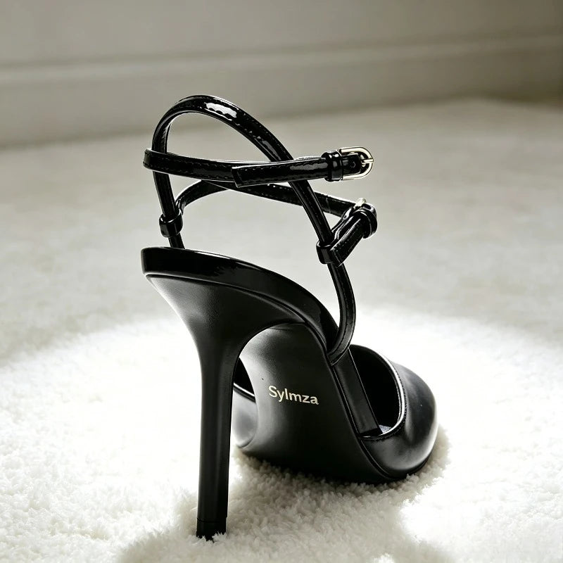 Luxury Designer Brand Heels For Women Sexy Pointed Toe Naked Strap Design Heeled Sandals Elegant Wedding Bridal Shoe Party Shoes