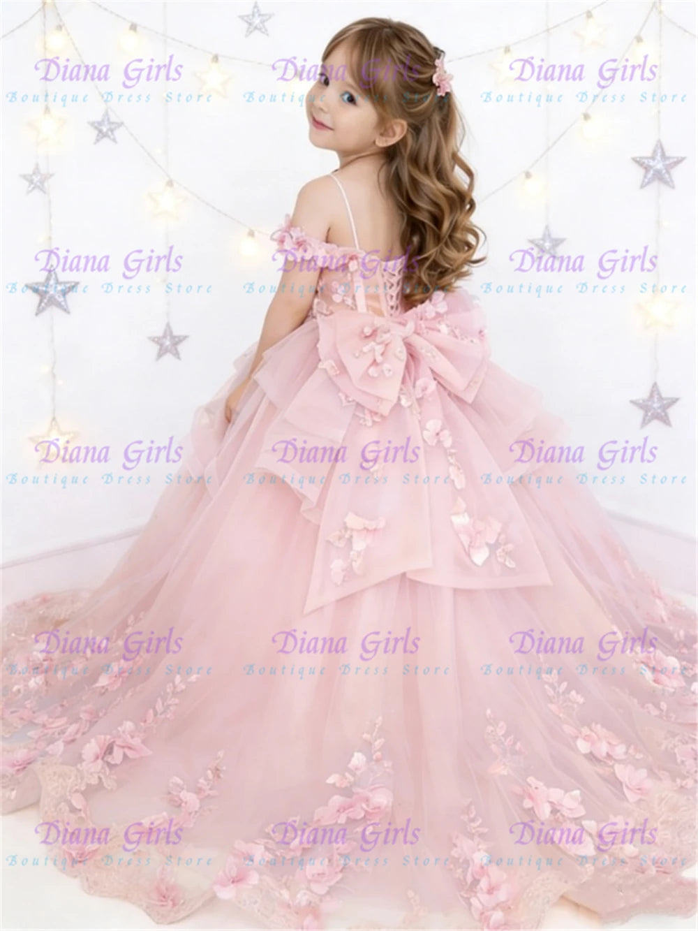 Fluffy Tulle Appliqué Flower Girl Dress