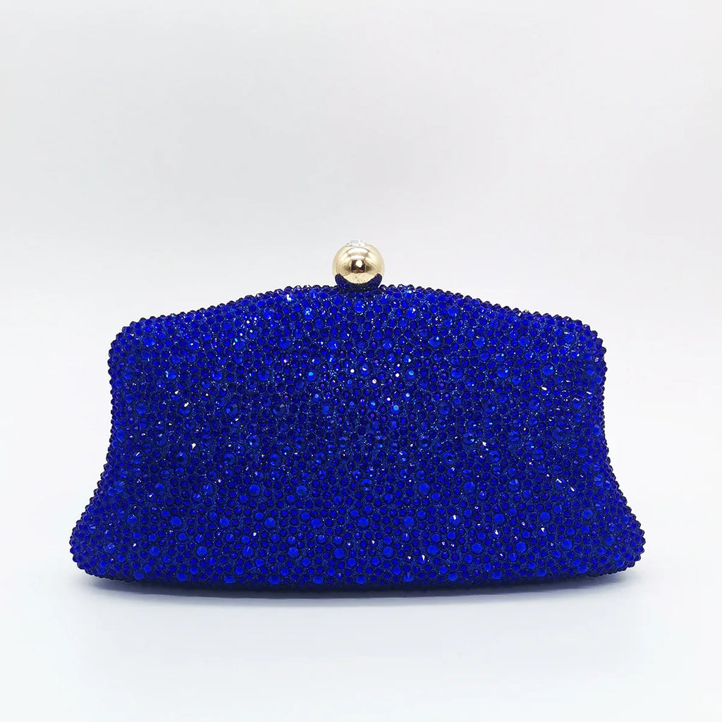 XIYUAN Women Blue/Gold/Red Crystal Bridal Clutch Silver Evening Purses Wedding Party Day Clutches Minaudiere Rhinestone Handbags