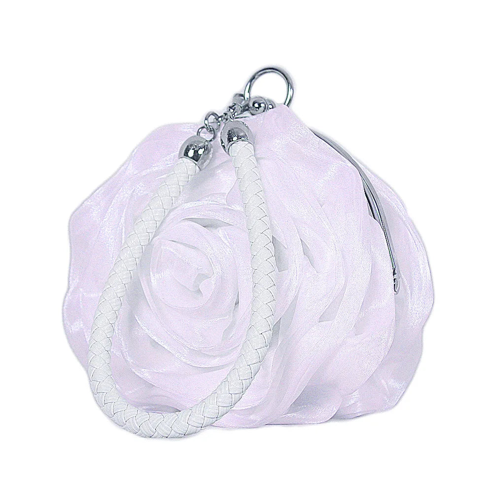 Bridal Rose Flower Evening Clutch Purse Women Bag Small Handbag Lady Silk Wedding Decorate Totes Party Bridesmaid Gift Purses