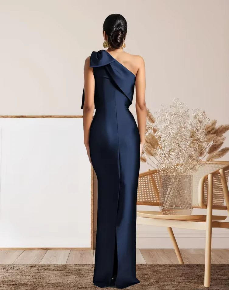 One-Shoulder Thick Satin Mermaid Floor Length Mother of the Groom Dresses Formal Wedding 2026