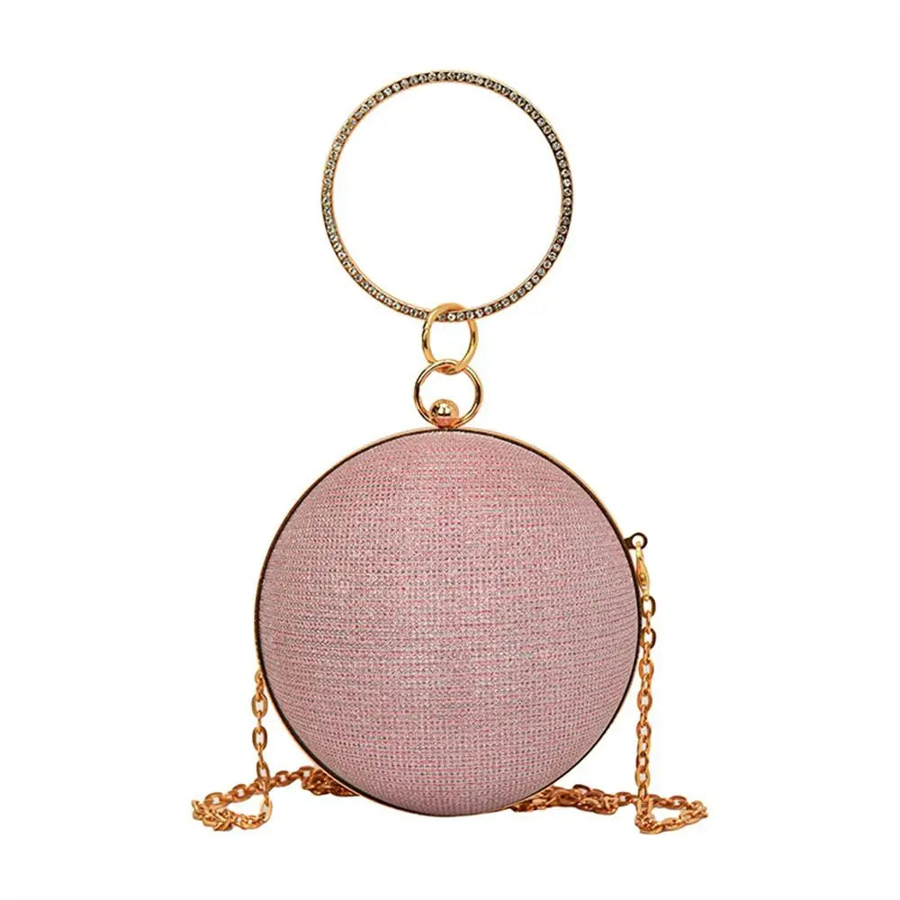 Circular Silk Rhinestone Banquet Clutch