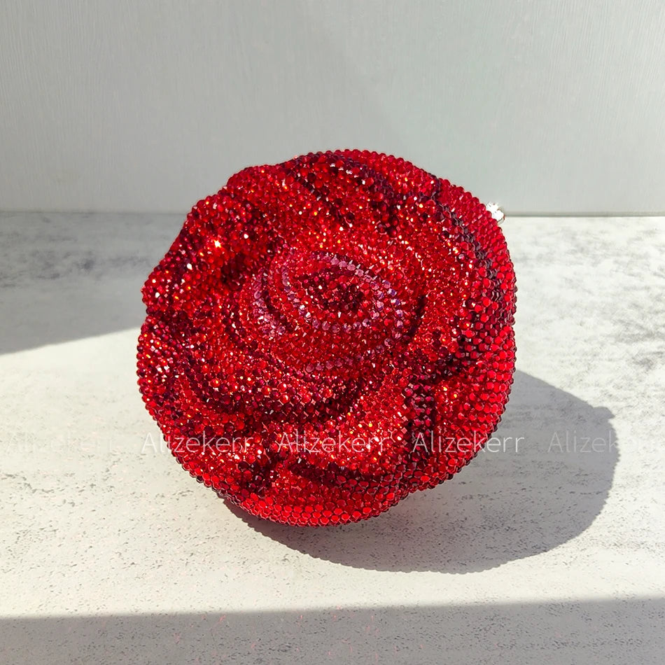 Rose-Shaped Flower Evening Clutch