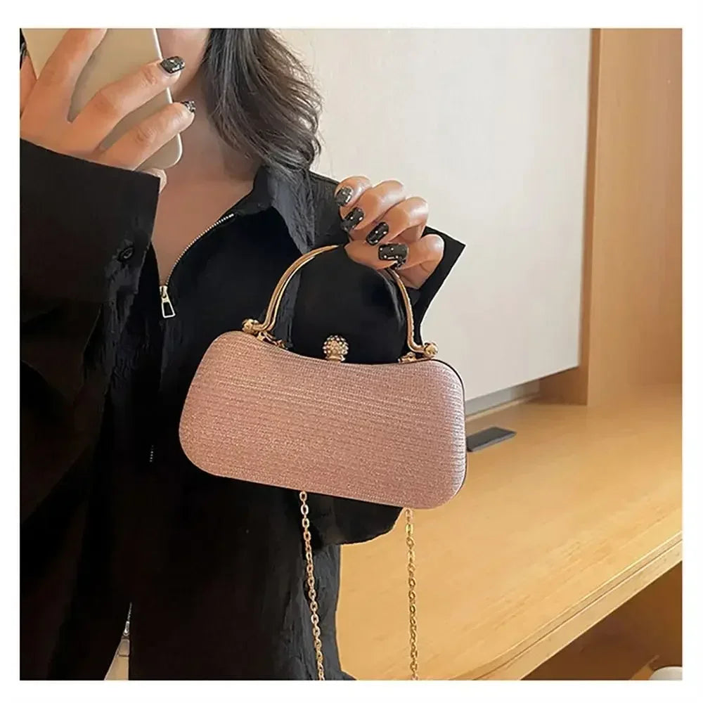 Wedding Bridal Beaded Women Evening Bag Dinner Bag Chain Shoulder Handbags Elegant Rhinestones Clutch Egg Shape Evening Bag