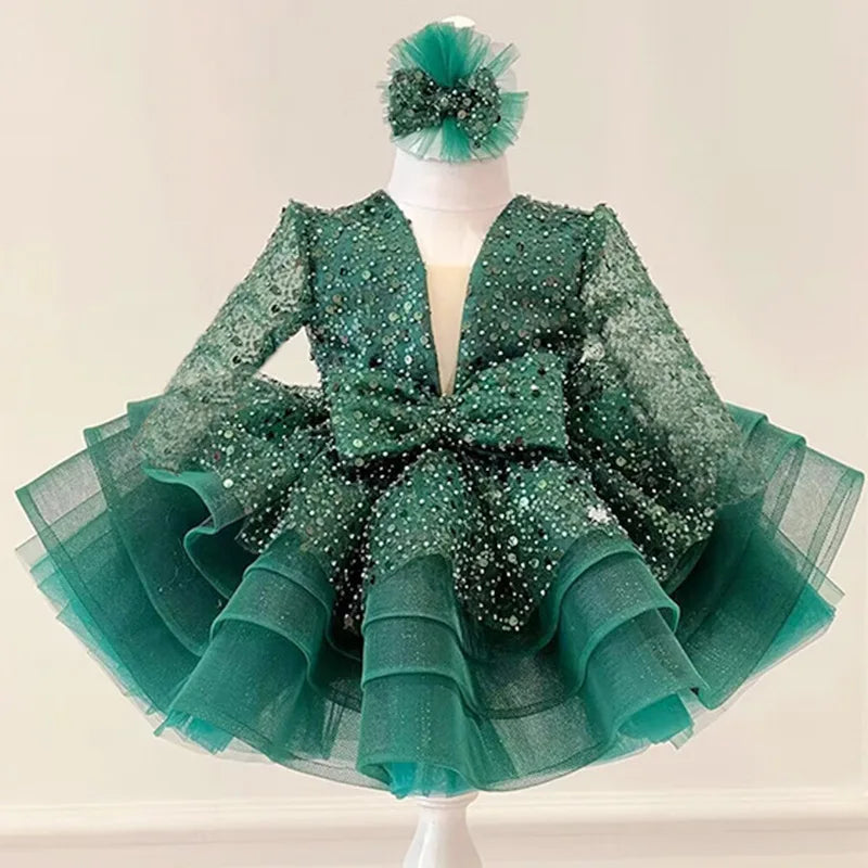 Sequined Ball Gown Flower Girl Dress