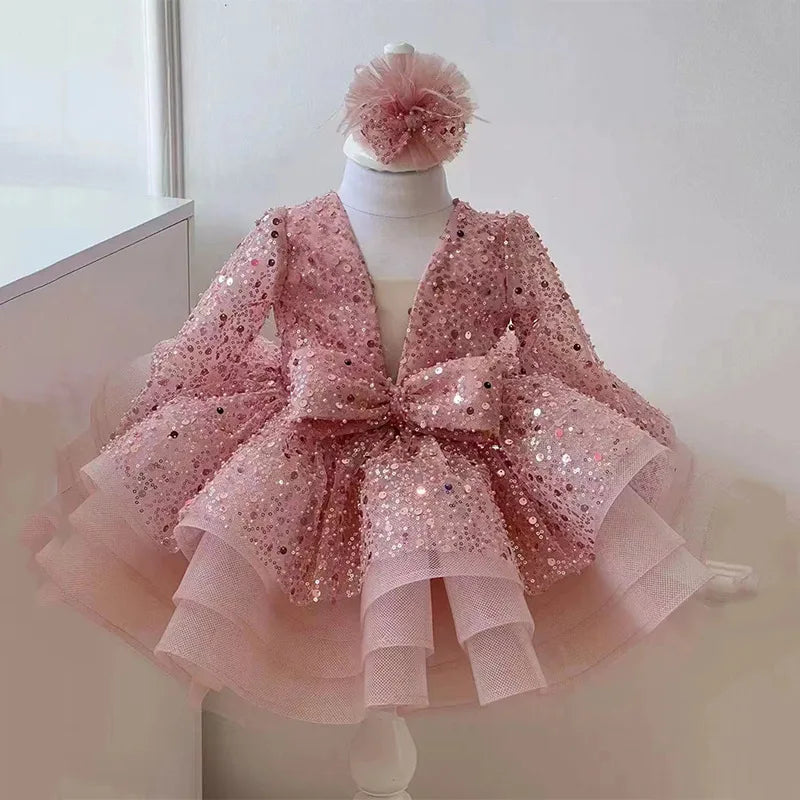 Sequined Ball Gown Flower Girl Dress