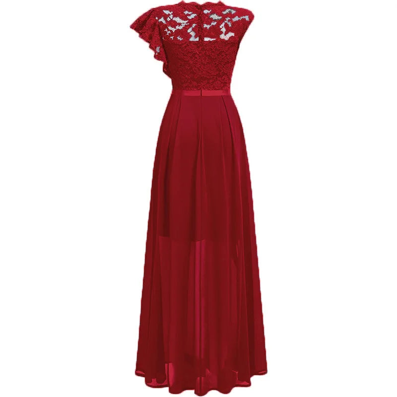 3D Flower High Slit Bridesmaid Dress