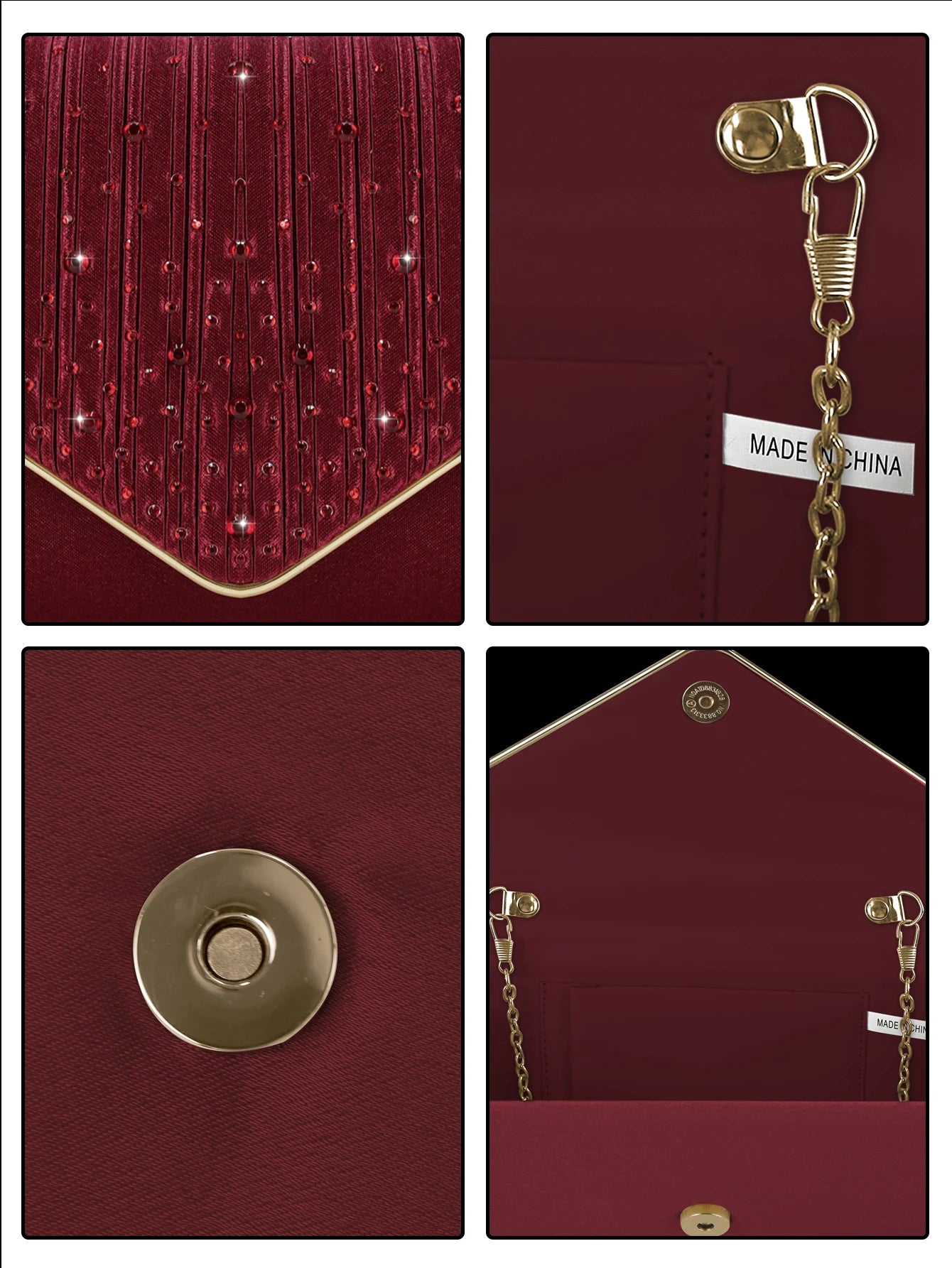 Elegant party clutch embellished with gorgeous rhinestones, paired with stunning rhinestone necklace, earrings and bracelets.