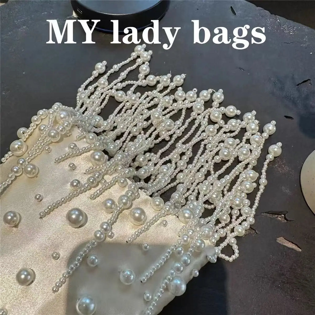 Pearl Beading Tassel Clutch Purse Wedding Party Exquisite Banquet Bag Beads Beaded Women Handbag Luxury Fashion Evening Bag