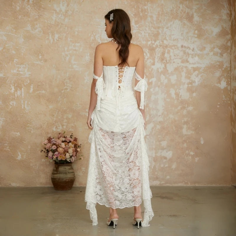Strapless Lace Pearl Mini Cocktail Dress