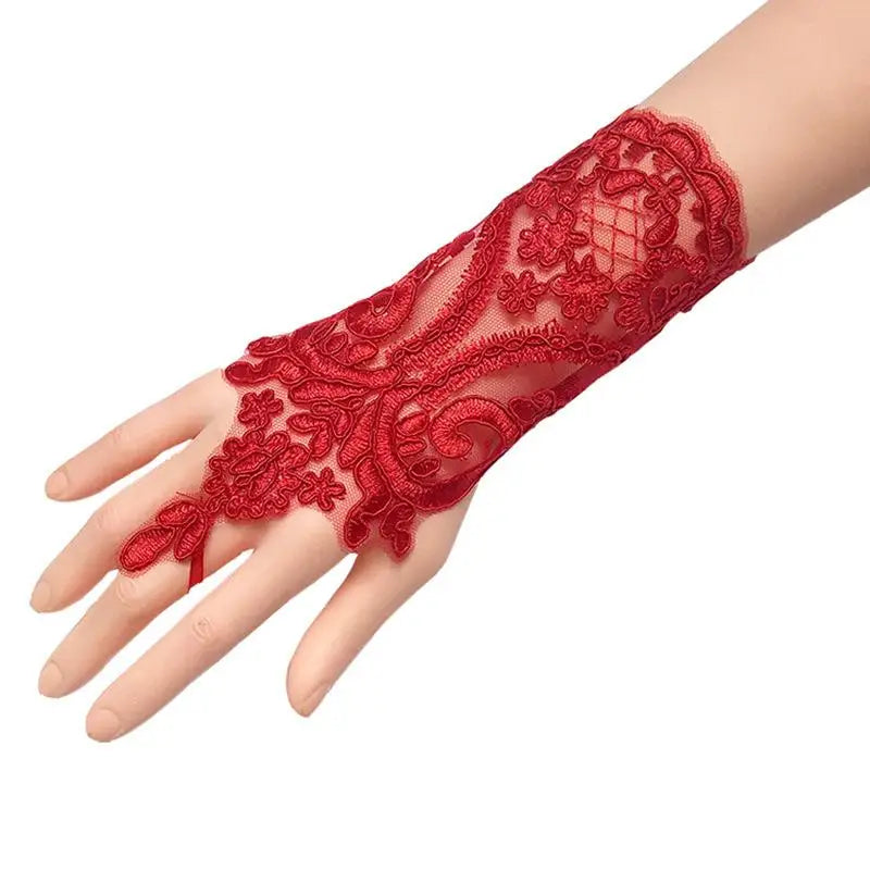 New Women Wedding Fingerless Gloves Lace White Black RED Wedding Gloves Mittens Accessory Girl Party Sexy Gloves Guante