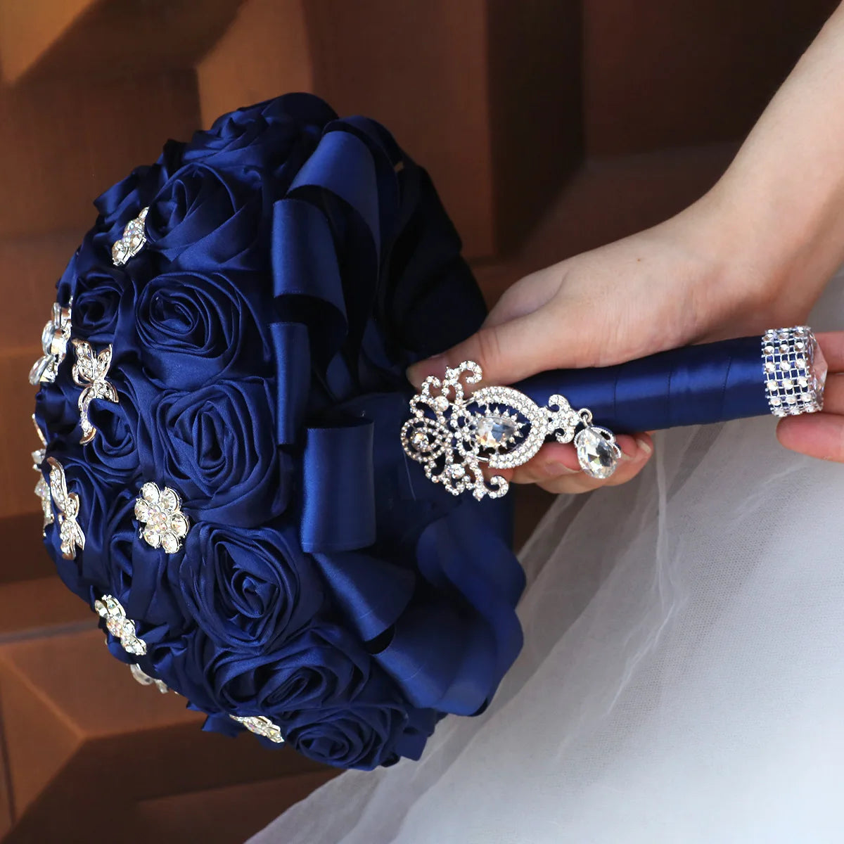 Dark Blue Wedding Bouquet Bridesmaid Holding Flowers