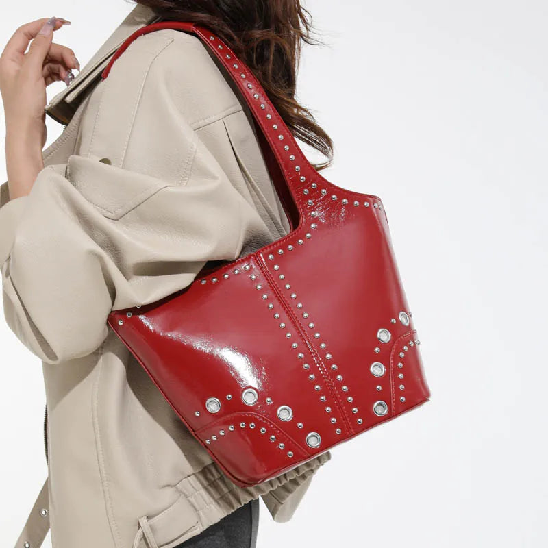 Red Wedding Purse Fashion Handbag Clutch Women Korean Style Solid PU Leather Shoulder Bag Designer Bucket Tote Lady Commute Bag
