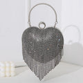 Heart Pattern Diamond Tassel Clutch