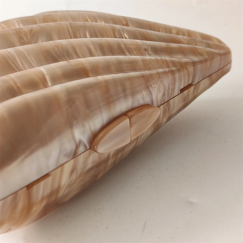 Shell Marble Pearl Box Clutch