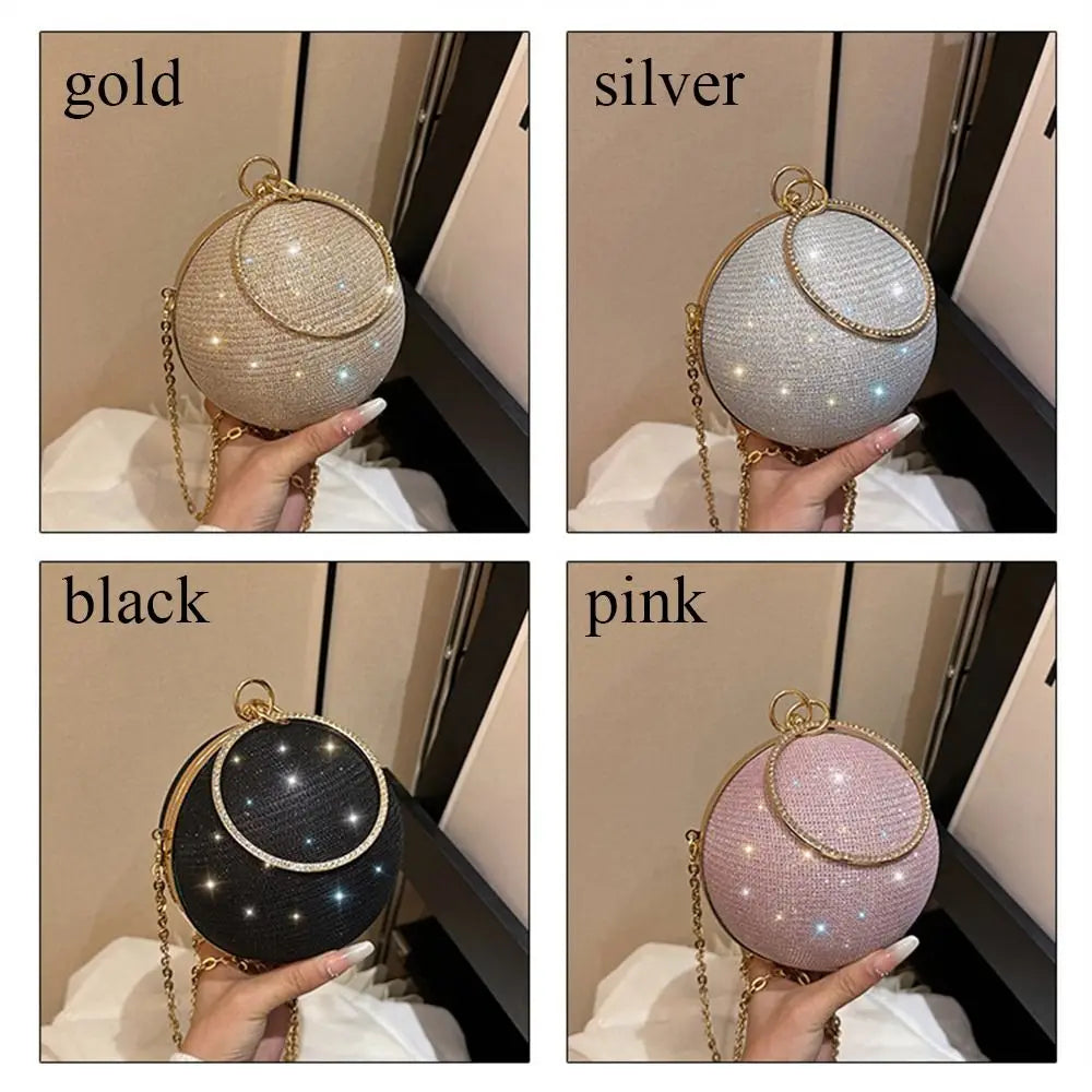 Circular Silk Rhinestone Banquet Clutch