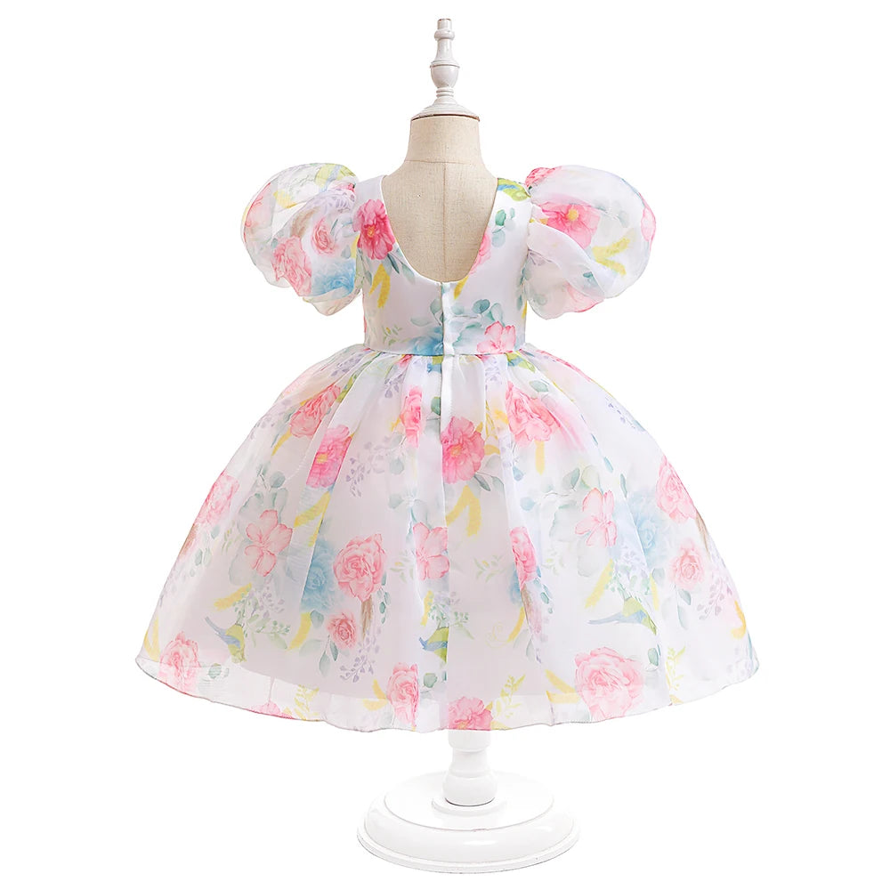 Floral Print Girls' Party Dress