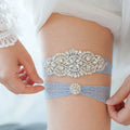 Sexy Bridal Wedding Garter Belt With Diamonds Light Blue Crystal Garters Bride Thigh Ring Leg Loops Wedding Accessories